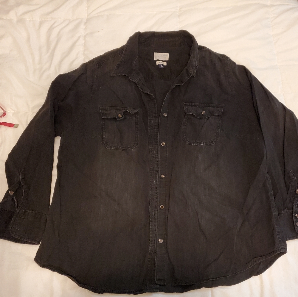 Black chambray button up